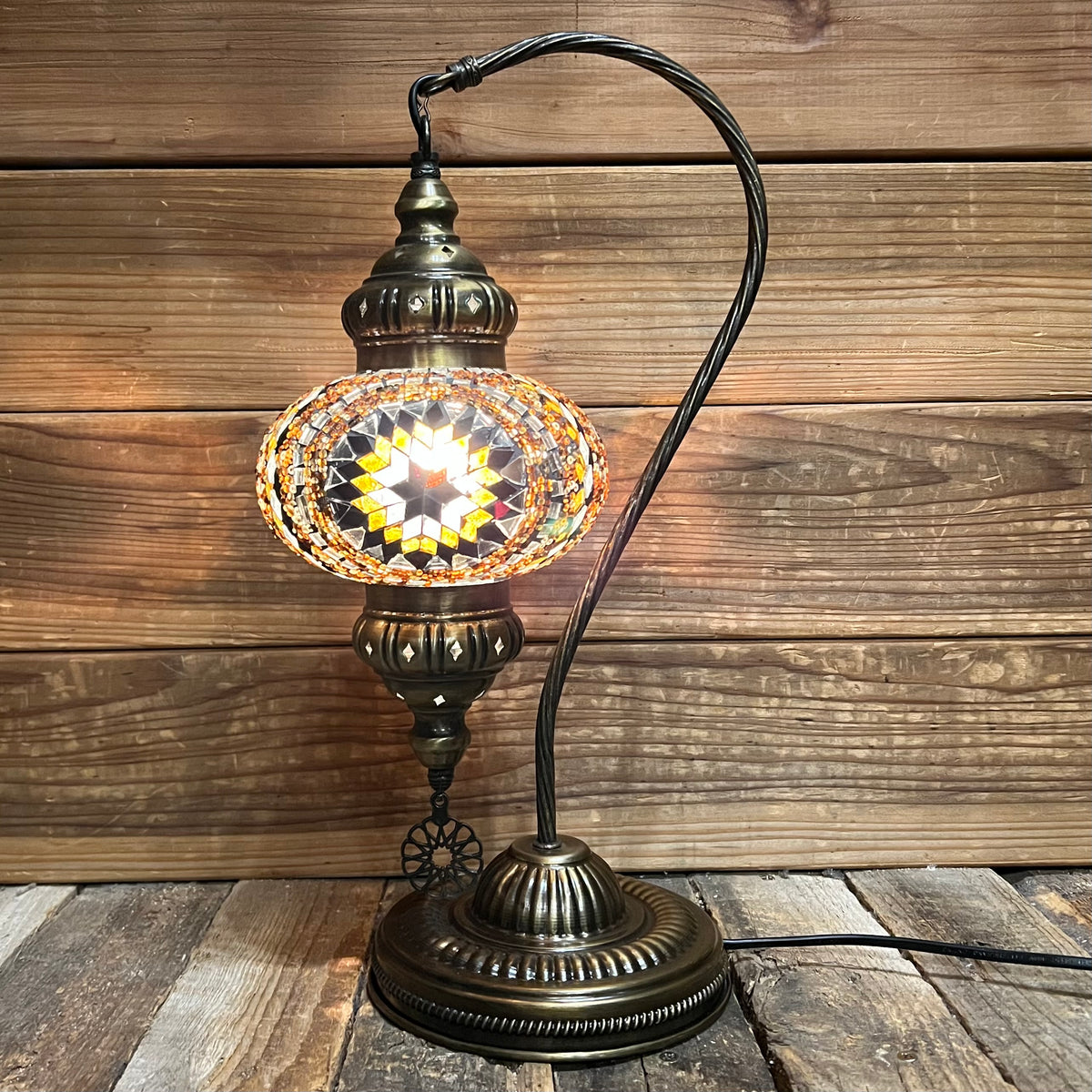 Handmade Half a Heart Turkish Lamps - Brown