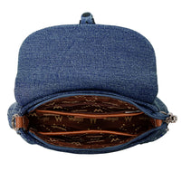Wrangler Rhinestone Denim Flap Crossbody Shoulder Bag