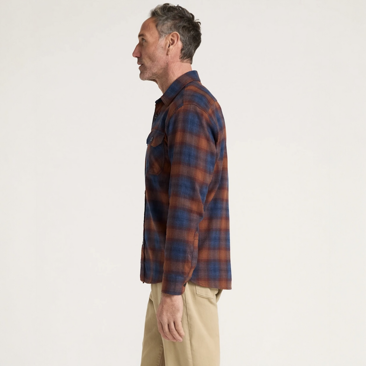MEN'S PENDLETON PLAID BURNSIDE COTTON FLANNEL SHIRT-NAVY/BRICK PLAID