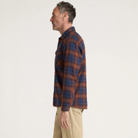 MEN'S PENDLETON PLAID BURNSIDE COTTON FLANNEL SHIRT-NAVY/BRICK PLAID