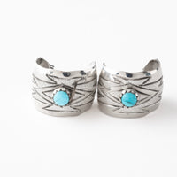 Sterling Silver Navajo Made Turquoise Huggie Earrings