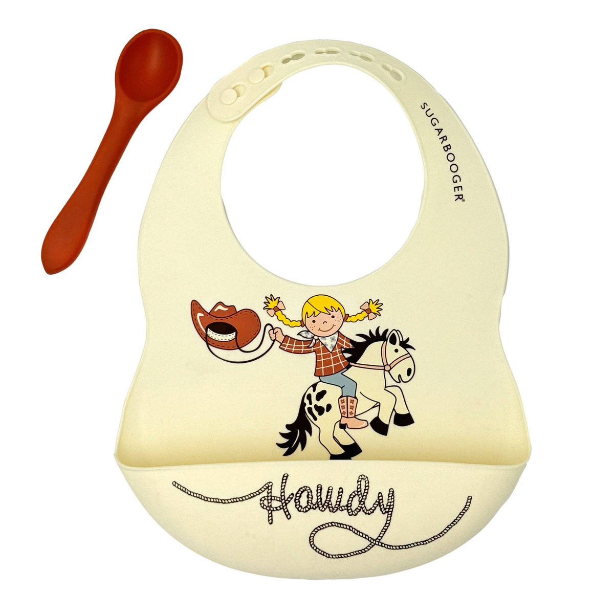 Howdy Cowgirl Fresh & Messy Silicone Bib & Spoon Set