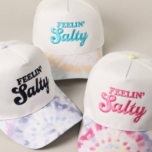 Feelin' Salty Letter Embroidery Tie Dye Trucker Hat: Beige / ONE SIZE