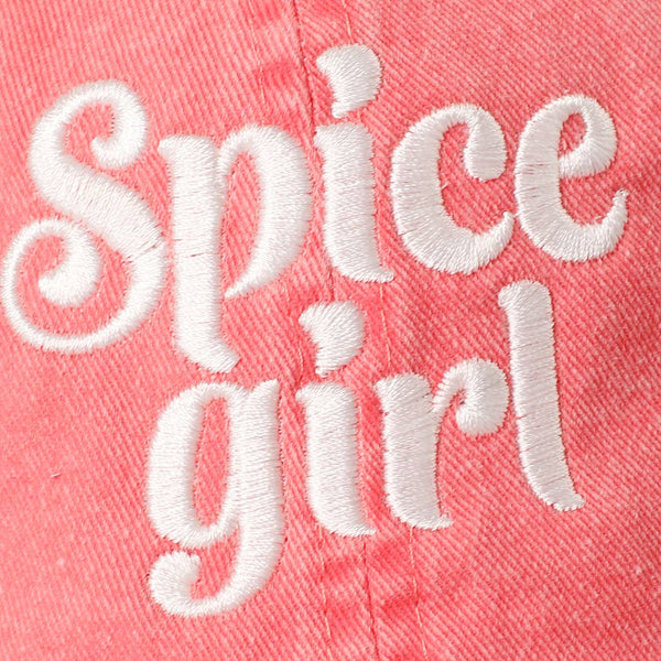 Spice Girl Typography Embroidered Baseball Cap: CORAL / One Size