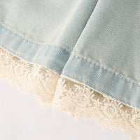 Summer Light Color Denim Lace Girls Set