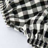 Plaid Girl Smocked Set Puff Sleeve Bloomer Set