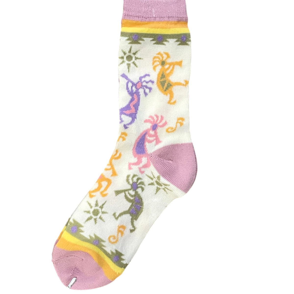 Adult Spring Colored Kokopelli Socks