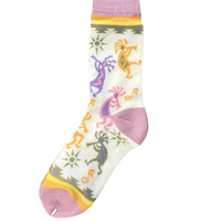 Adult Spring Colored Kokopelli Socks