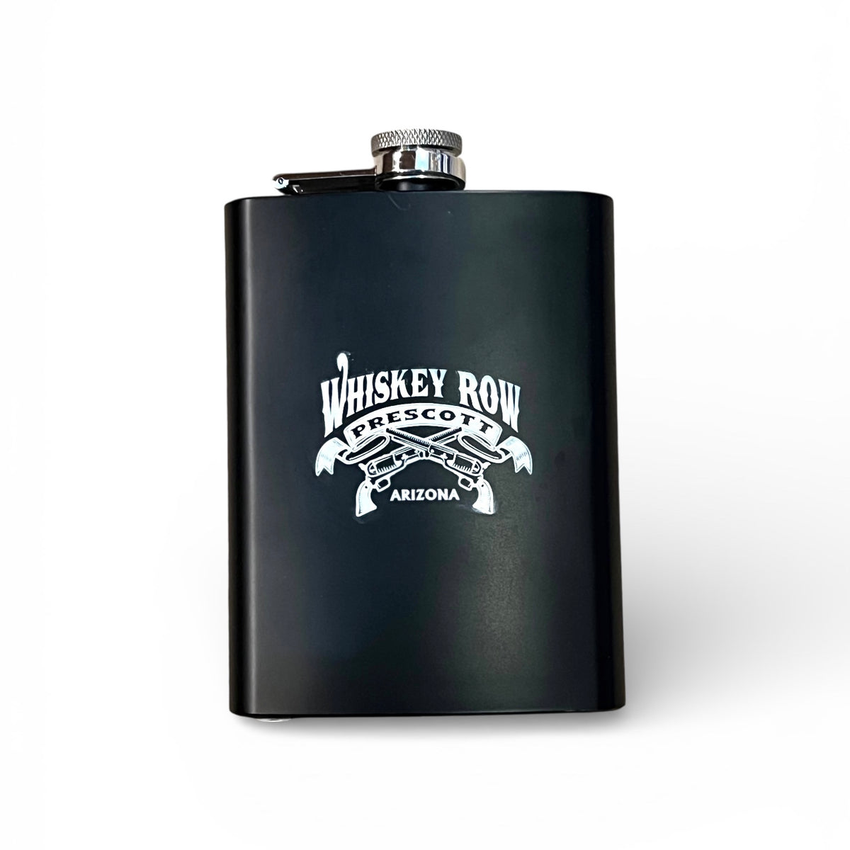 Matte Black "Whiskey Row" 8 oz Flask