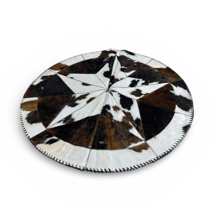 Genuine Cowhide Star Round Rug 1 – 3.5 ft