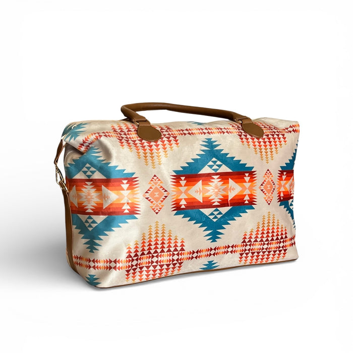 Cream/Brown Aztec Duffel