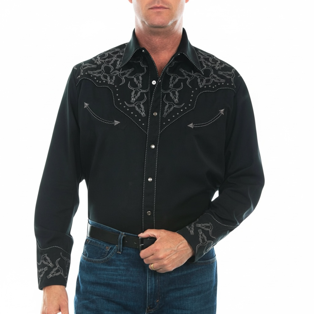 Scully Men’s Longhorn Embroidered Button Up