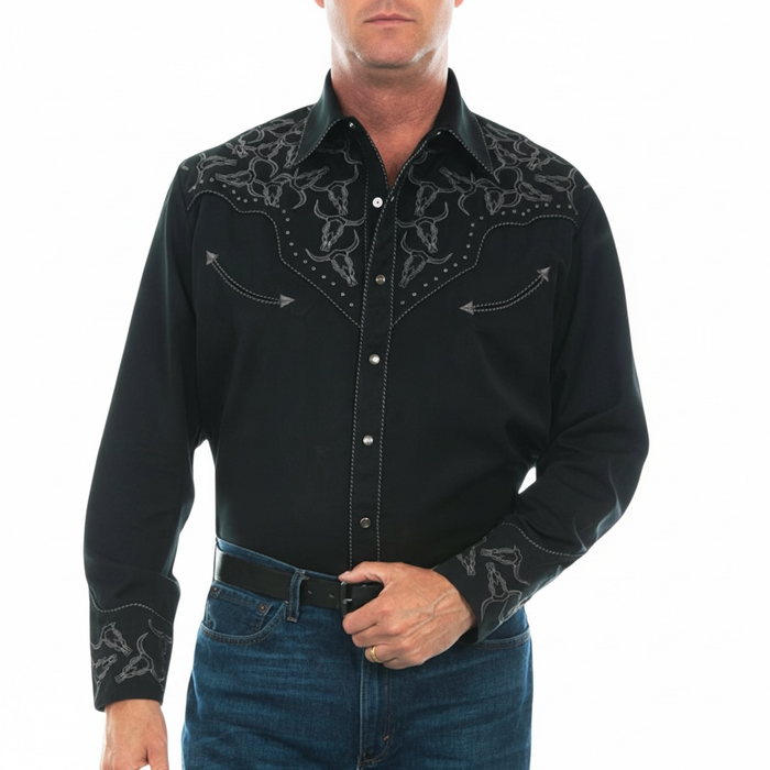 Scully Men’s Longhorn Embroidered Button Up