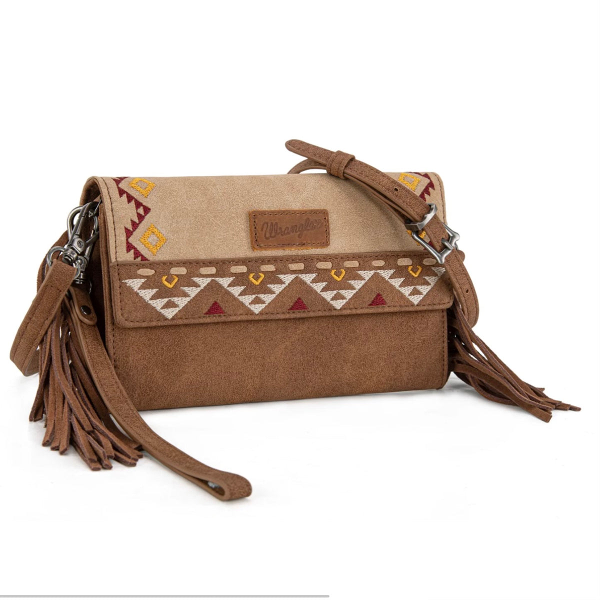 Wrangler Aztec Embroidered Fringe Wallet/Crossbody
