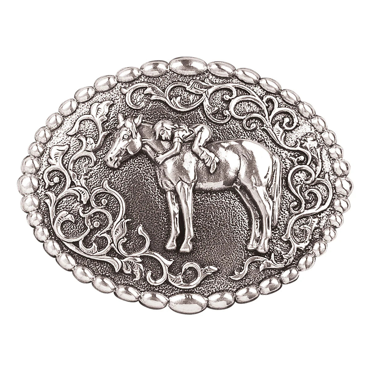 Girl And A Horse Youth Silver Belt Buckle