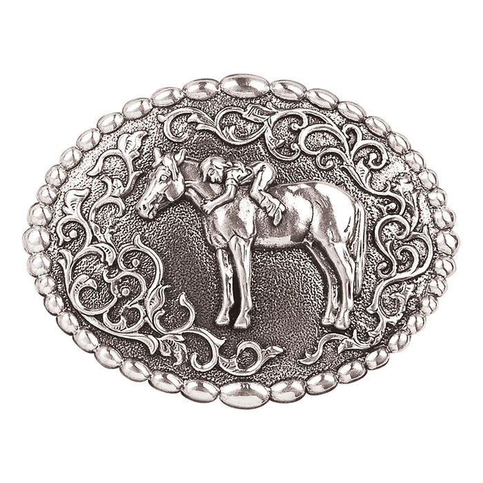 Girl And A Horse Youth Silver Belt Buckle