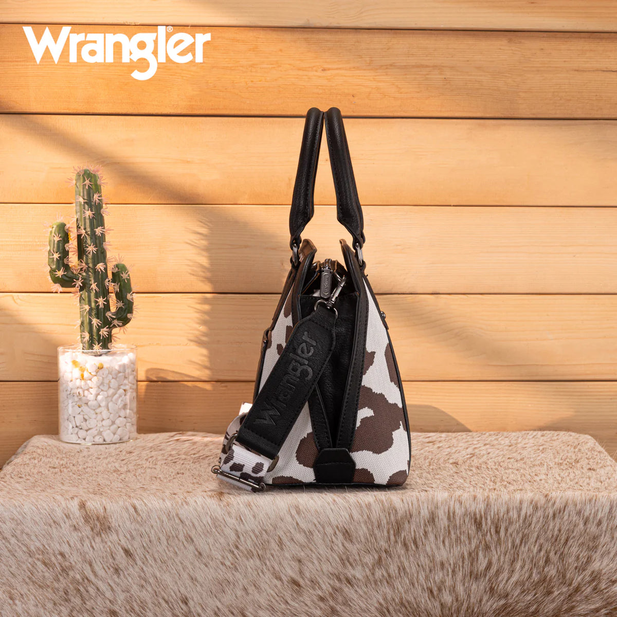 Wrangler Cow Print Satchel Crossbody Purse