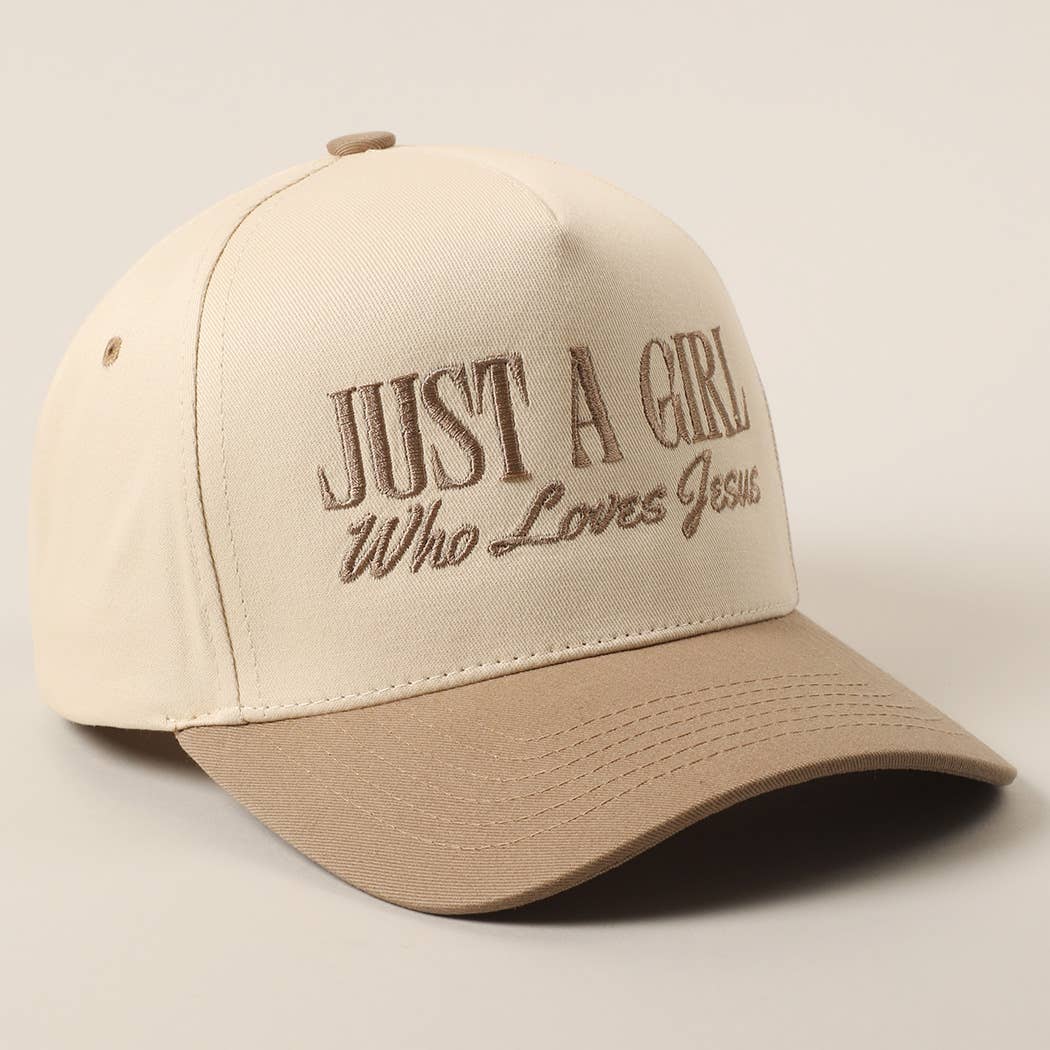 Just A Girl Who Loves Jesus Embroidery Trucker Hat: ONE SIZE
