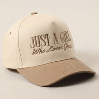 Just A Girl Who Loves Jesus Embroidery Trucker Hat: ONE SIZE