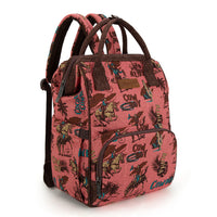 Wrangler Vintage Retro Cowboy Cool Print Backpack Hot Pink