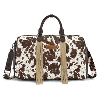 Wrangler Cow Print Fringe Duffle Crossbody