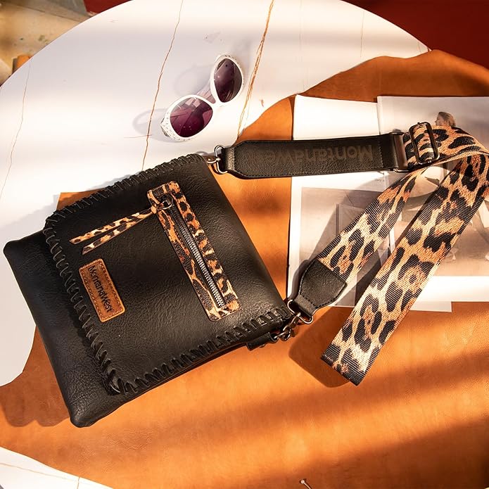Wrangler Whipstitch Leopard Print Crossbody
