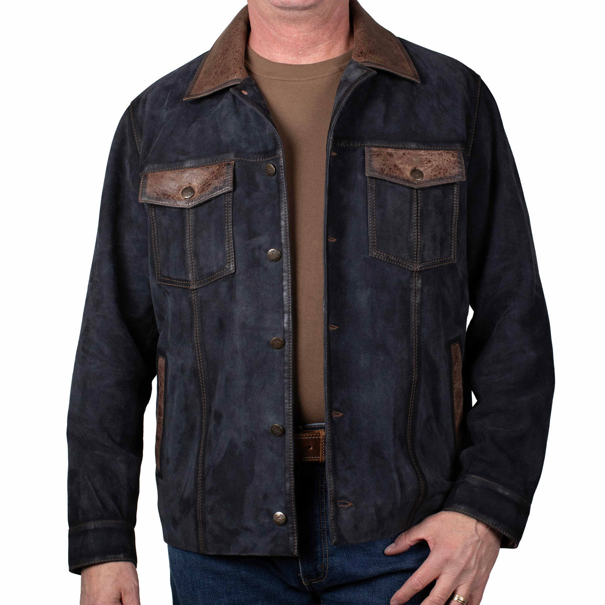 Men’s Scully Two Tone Button Up Suede Jacket