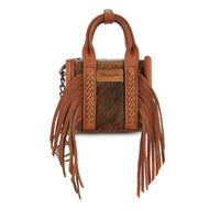 Wrangler Cowhide Mini Fringe Tote Bag Keychain