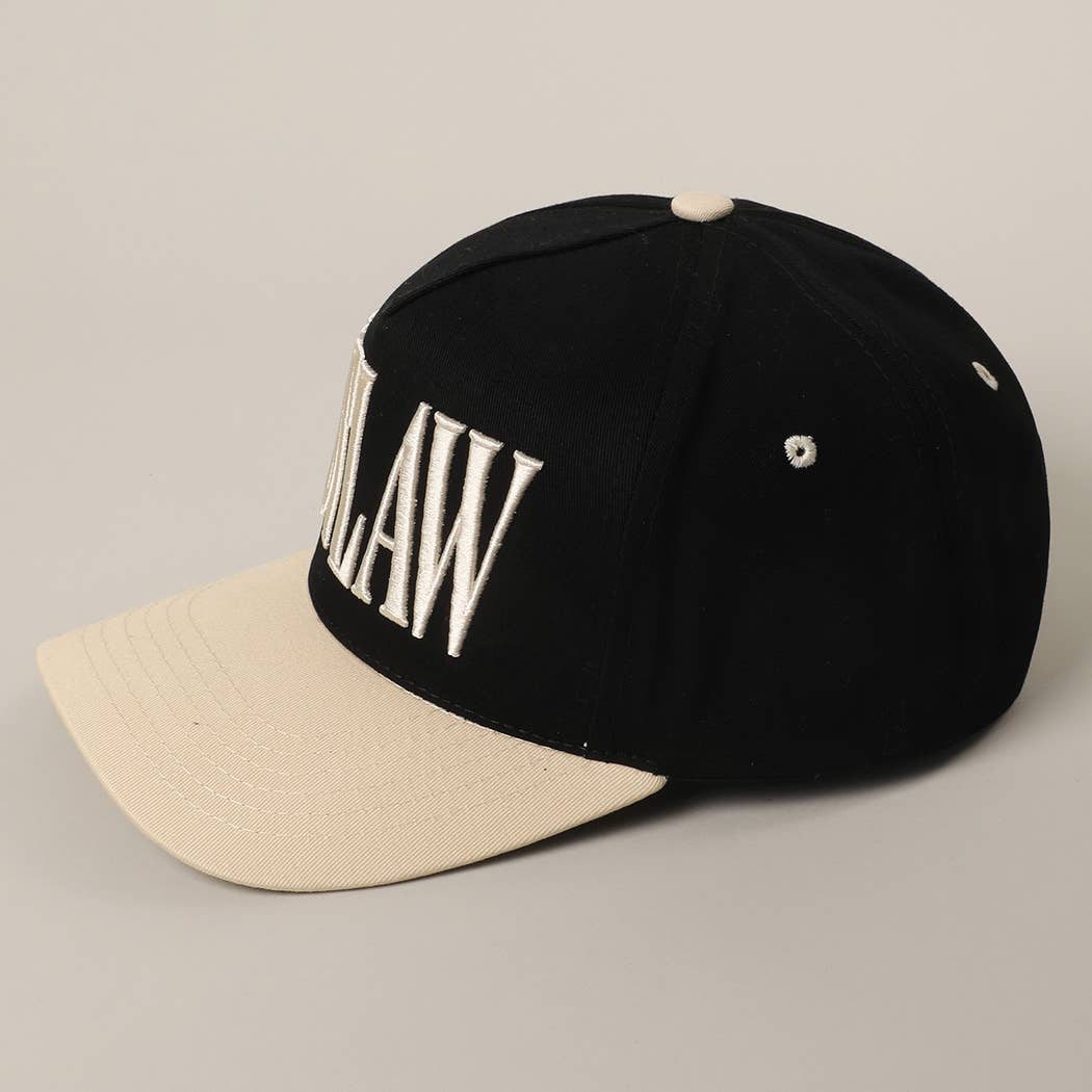 OUTLAW 3D Letter Embroidered Two-Tone Trucker Hat: CRM-BLK / ONE SIZE