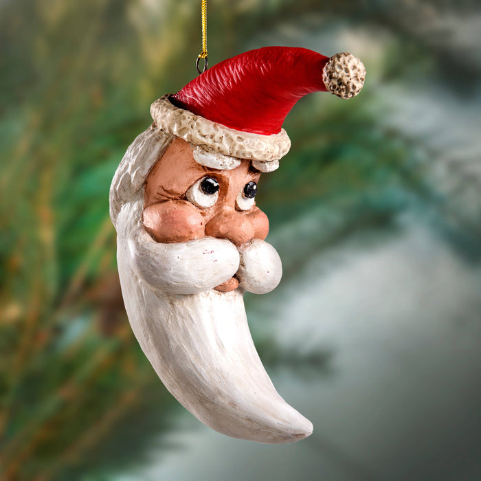 Large Crescent Santa Head Christmas Ornament