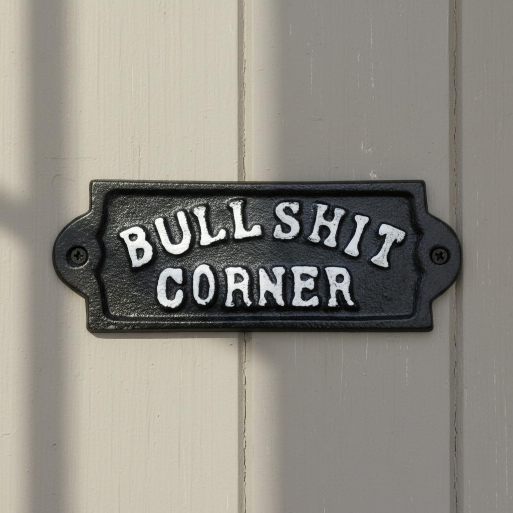 "Bullshit Corner" Cast Iron Wall Plaque
