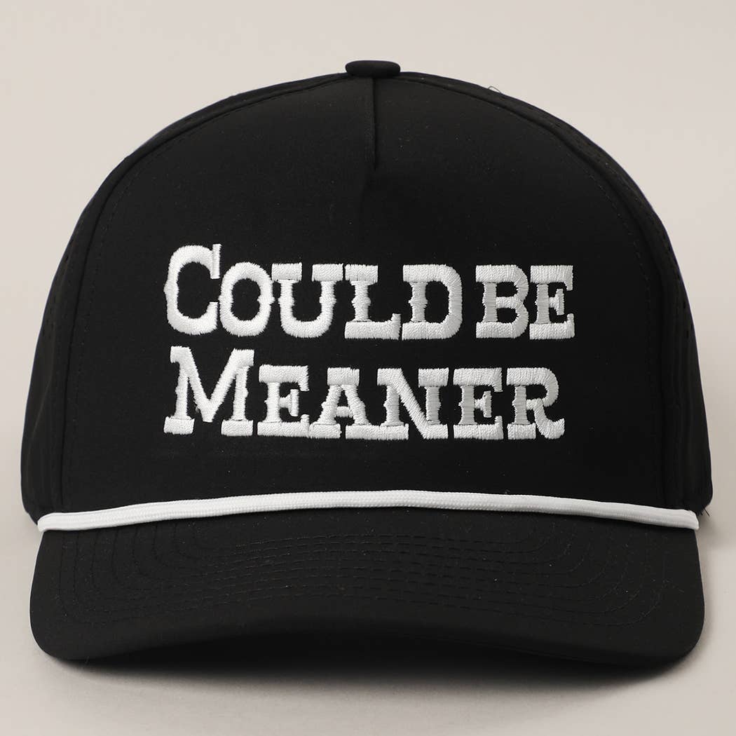 Could Be Meaner Premium Materials Rope Strap Trucker Hat: Black One Size