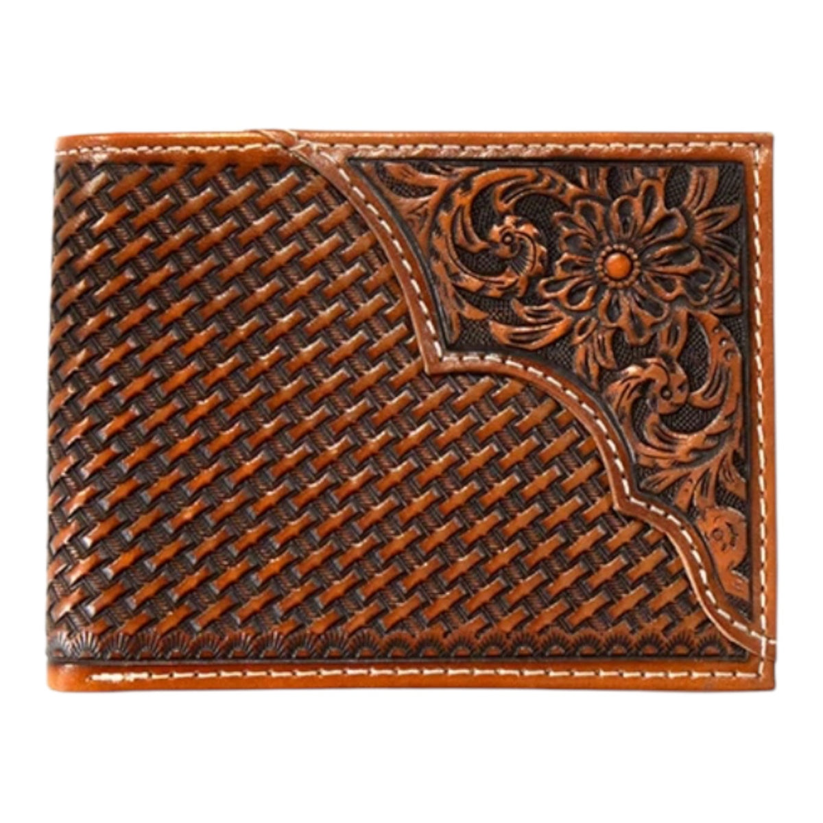 Mens 3D Basket Weave Flower Wallet