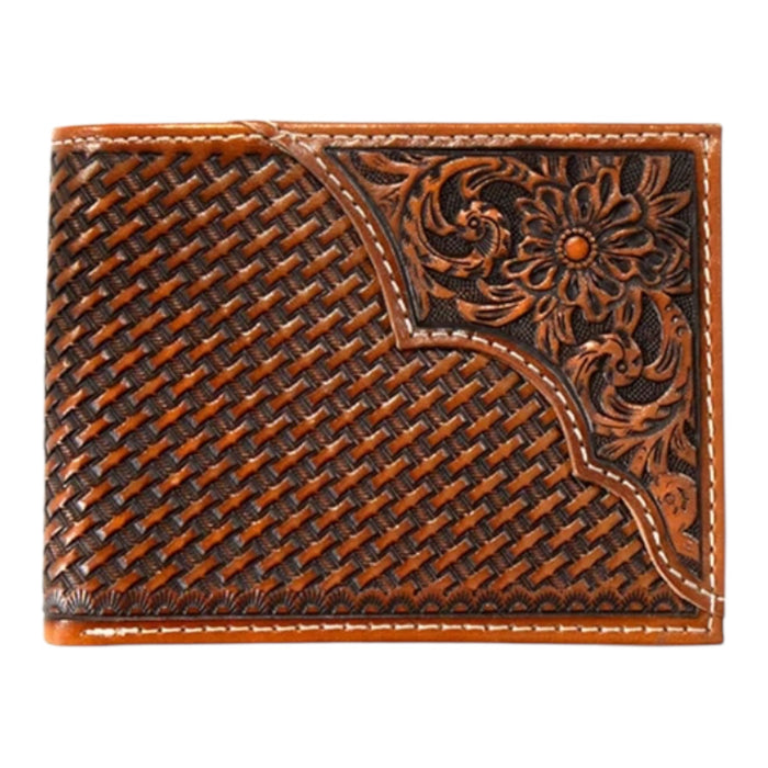 Mens 3D Basket Weave Flower Wallet