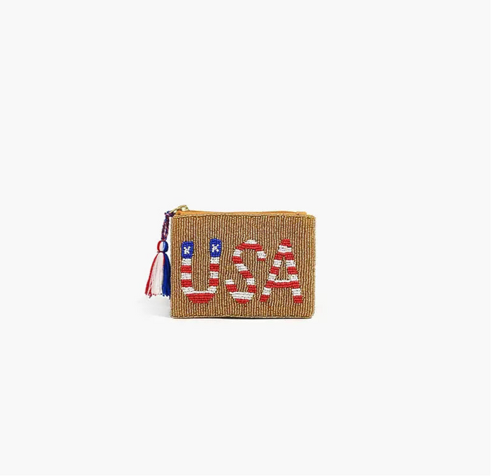Beaded Mini USA Coin Purse
