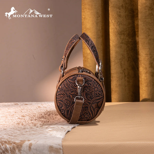 Montana West Tooled Mini Barrel Crossbody Bag