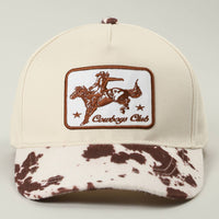 Cowboy Club Embroidered Patch Animal Print Trucker Hat: BROWN / ONE SIZE