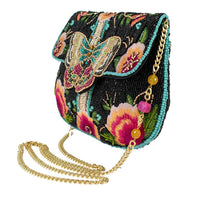 Dream Chaser Black Beaded Butterfly Crossbody Clutch Handbag