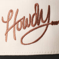 Howdy Embroidered Classic Two-Tone Trucker Hat : RED/NATL / One Size