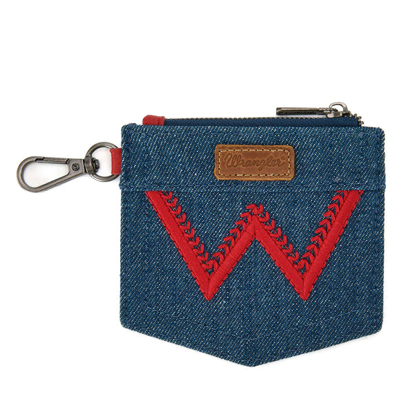 Wrangler logo "W" Embroidered Dual Pouch Wristlet
