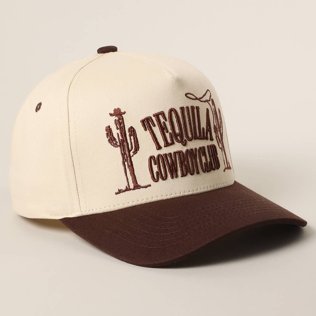 TEQUILA COWBOY CLUB 3D Letter Embroidery Two-Tone Trucker : Brown / ONE SIZE