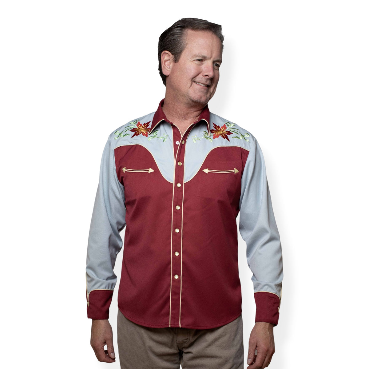 Men’s Scully Two-Tone Embroidered Snap Shirt