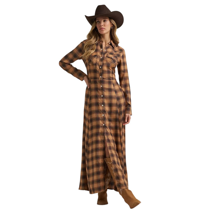 Women’s Western Flannel Maxi Shirt Dress