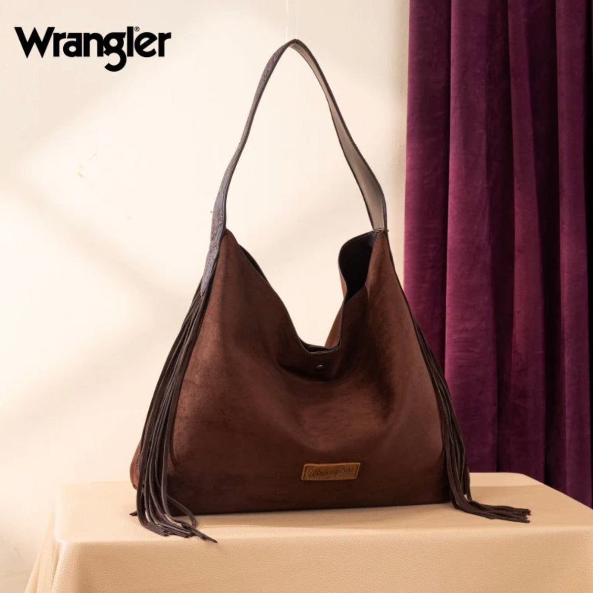 Wrangler Fringe Floral Tooled Hobo Bag