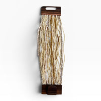 Wood Buckle Beaded Bracelet Pewter/Gold/Cream