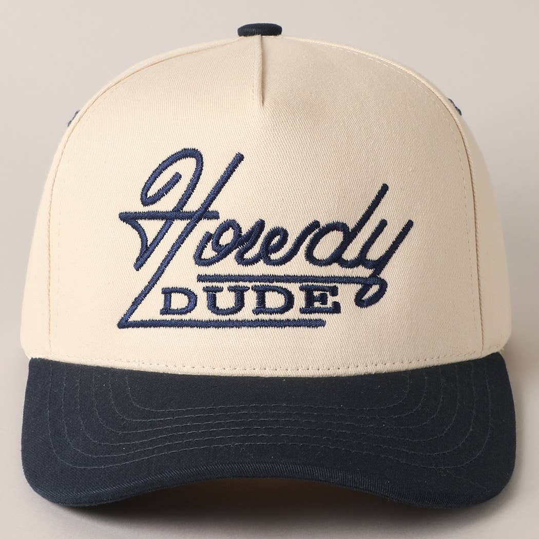 Howdy Dude Embroidery Two Tone Baseball Cap: ONE SIZE