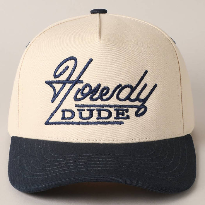Howdy Dude Embroidery Two Tone Baseball Cap: One Size