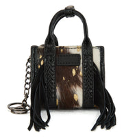 Wrangler Cowhide Mini Fringe Tote Bag Keychain