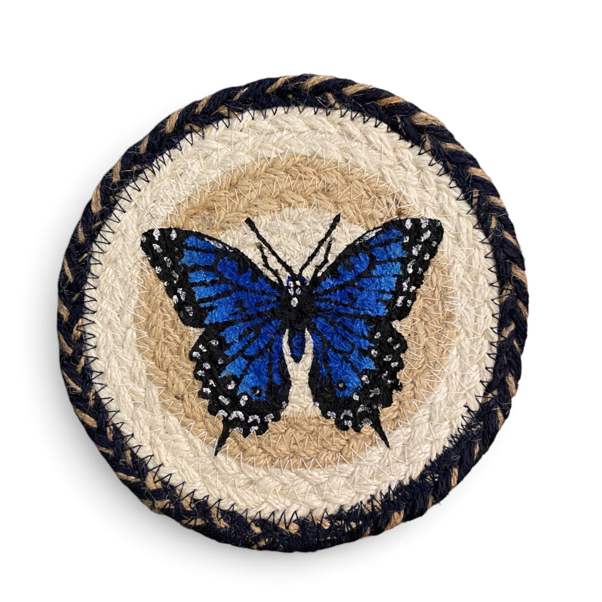 Hand Stenciled Wicker Mat 7 Inch