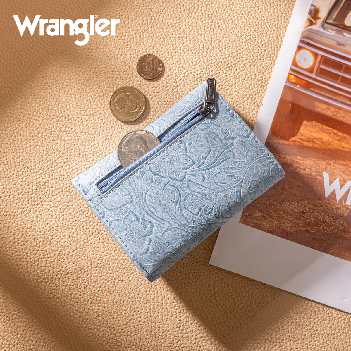 Wrangler Floral Embossed Trifold Wallet